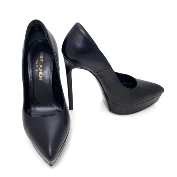 Saint Laurent Pointed Toe Platform High Heel Pumps in Black - Picture 2 of 10